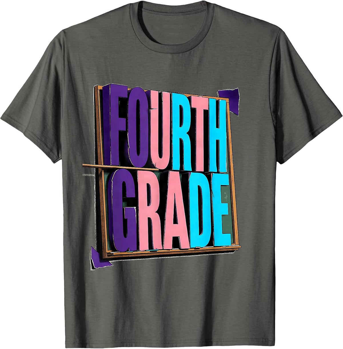Fourth Grade New Wave Typography Back To School Girl Teacher T-Shirt - Asphalt Grey