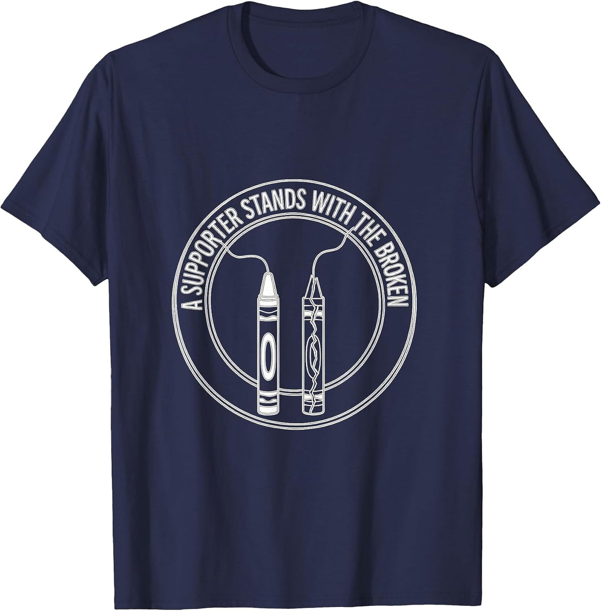 A Supporter Stands With The Broken Mental Health Awareness T-Shirt - Navy Blue