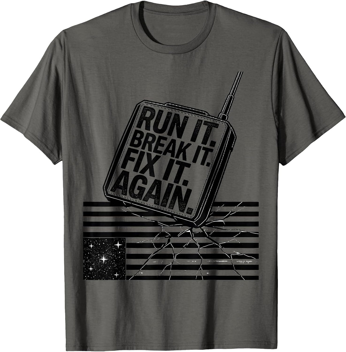 Men's Run It Break It Fix It Again RC Car Racing Patriotic T-Shirt - Asphalt Grey