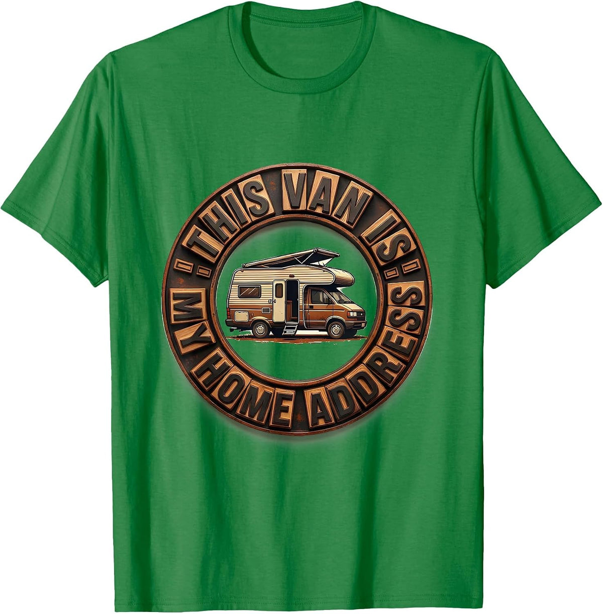 Men's This Van Is My Home Address Retro Van Life Nomads Vanlife T-Shirt - Kelly Green