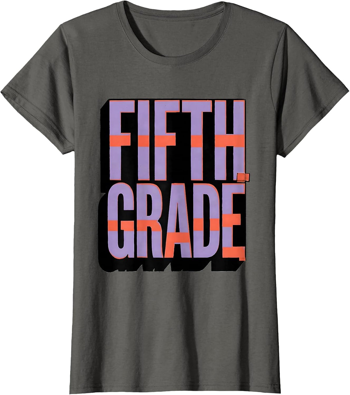 Women's Fifth Grade Teacher Blue Patchwork Back To School Girls T-Shirt - Asphalt Grey