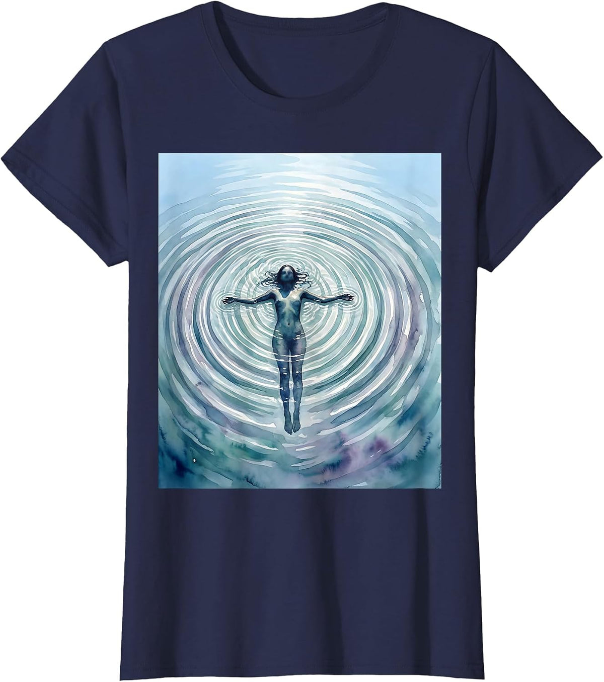 Women's Peaceful Float Mental Health Awareness Graphic T-Shirt - Navy Blue