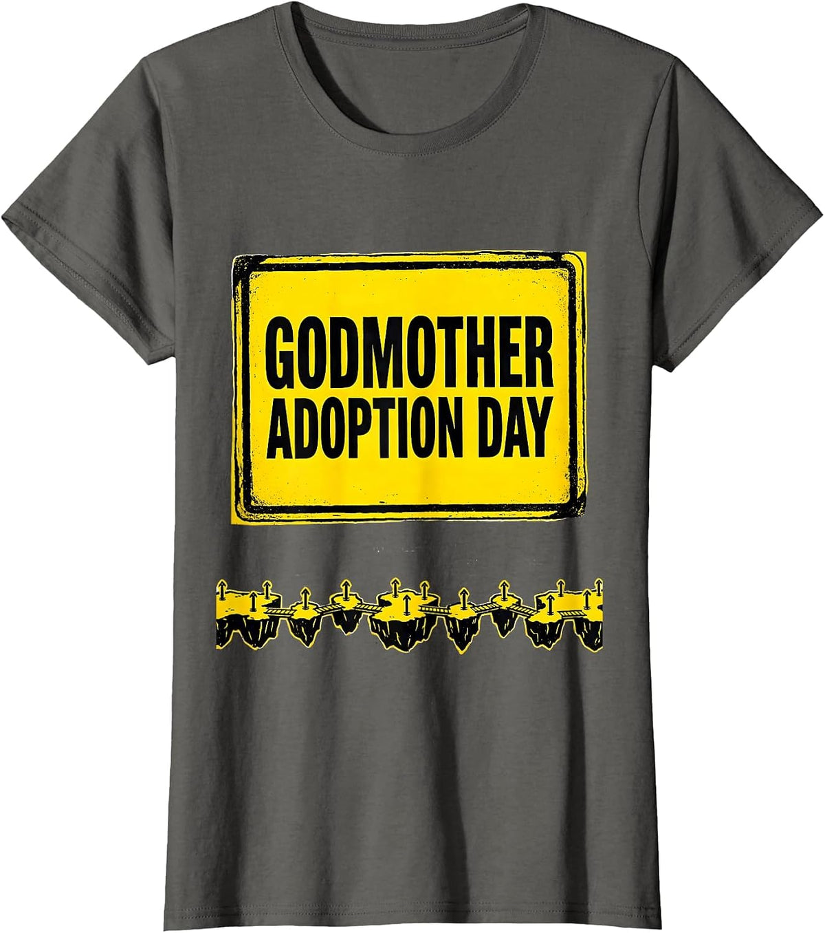 Women's Godmother Adoption Day Stencil Graphic Family Keepsake T-Shirt - Asphalt Grey