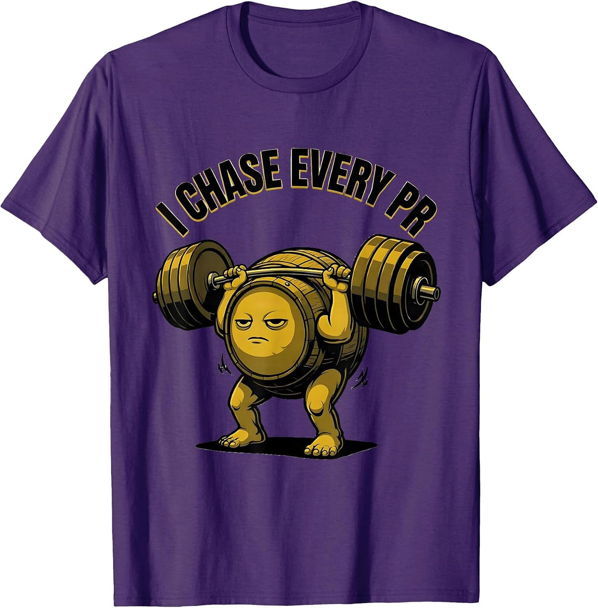 Men's I Chase Every PR Funny Gym Workout Weightlifting Meme T-Shirt - Purple
