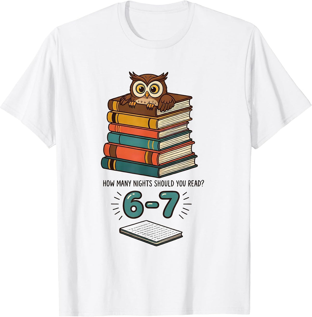 Men's How Many Nights Should You Read? 6-7 Funny Teacher Meme Book T-Shirt - White