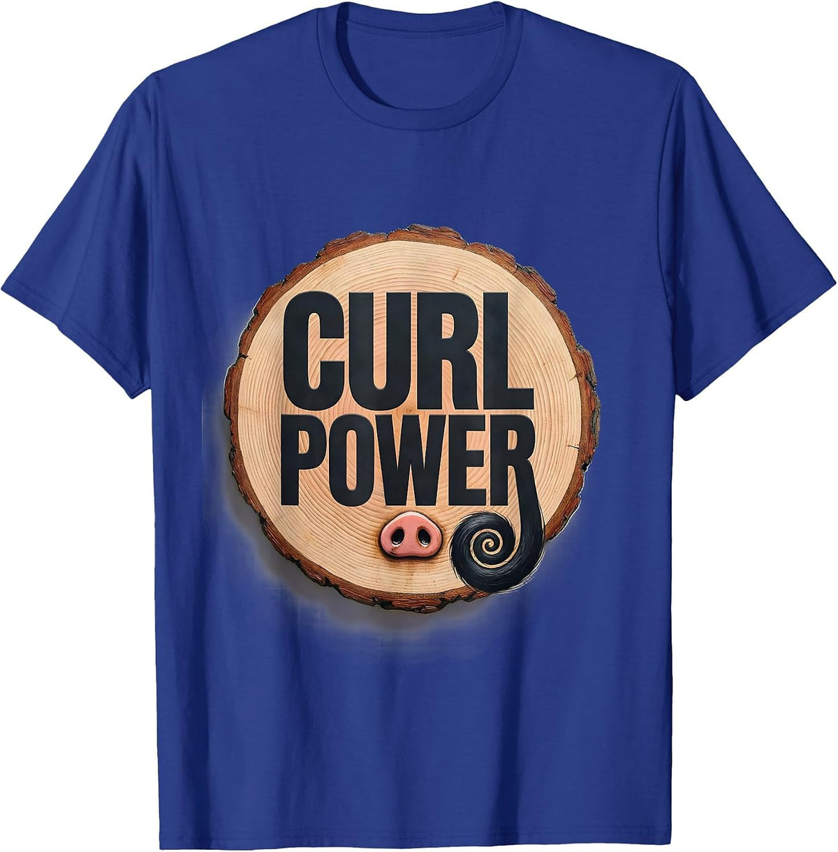 Men's Curl Power Funny Pig Lover Farm Animal Humor T-Shirt - Royal Blue
