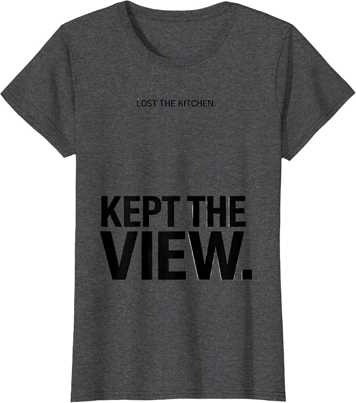 Women's Lost The Kitchen Kept The View Minimalist Van Life Nostalgic T-Shirt - Dark Heather Grey