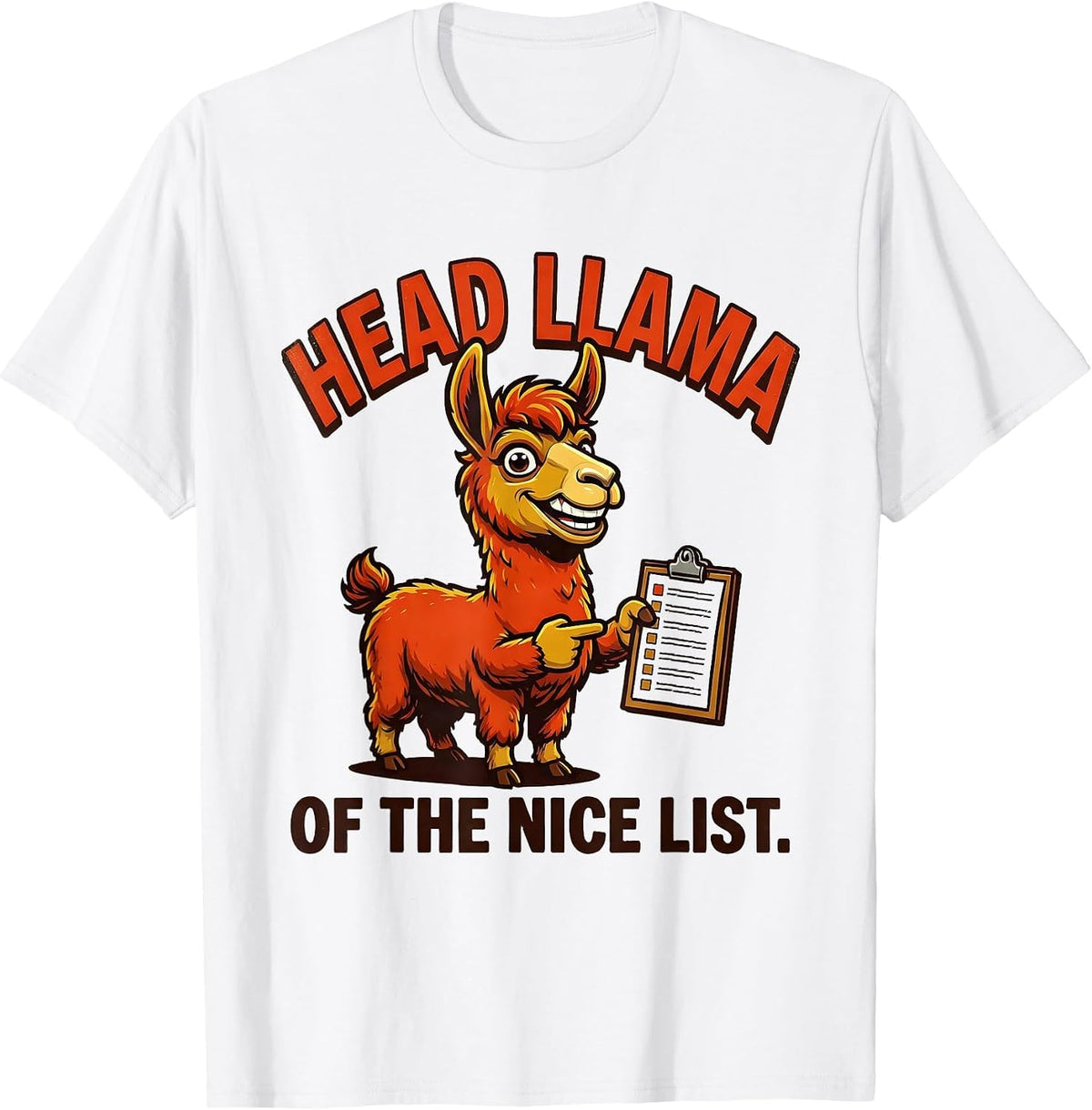 Men's Head Llama of the Nice List Funny Christmas Llama Lover Gift T-Shirt - White