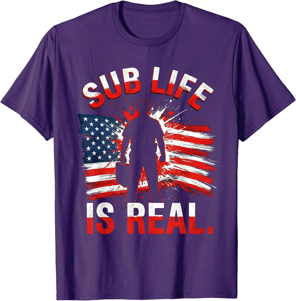 Sub Life Is Real Substitute Teacher Design T-Shirt - Purple