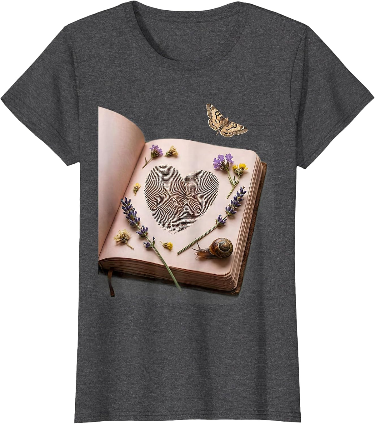 Women's Paraprofessional Heart Fingerprint Notebook Design T-Shirt - Dark Heather Grey