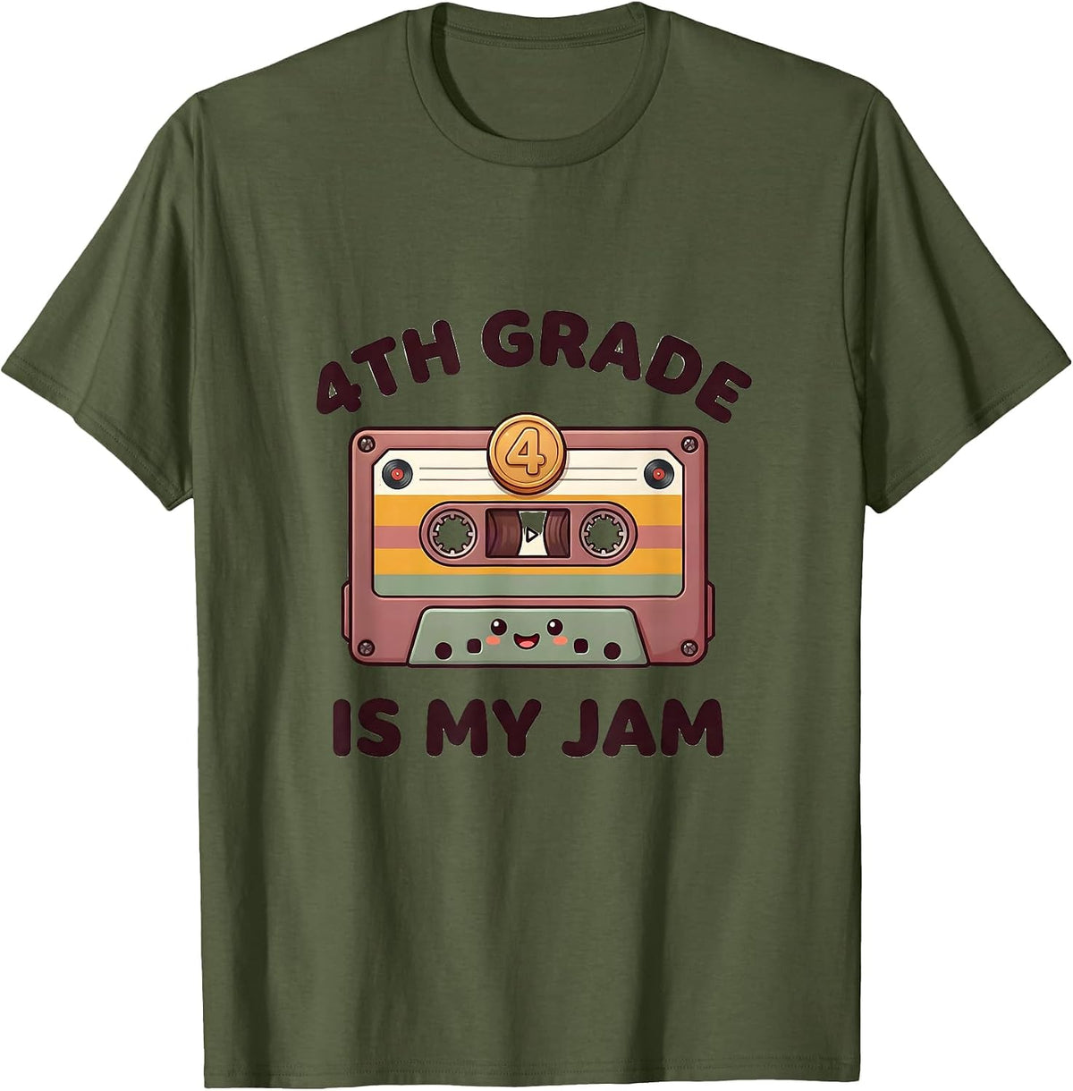 Men's 4th Grade Is My Jam Cute Kawaii Back To School Teacher T-Shirt - Olive Green