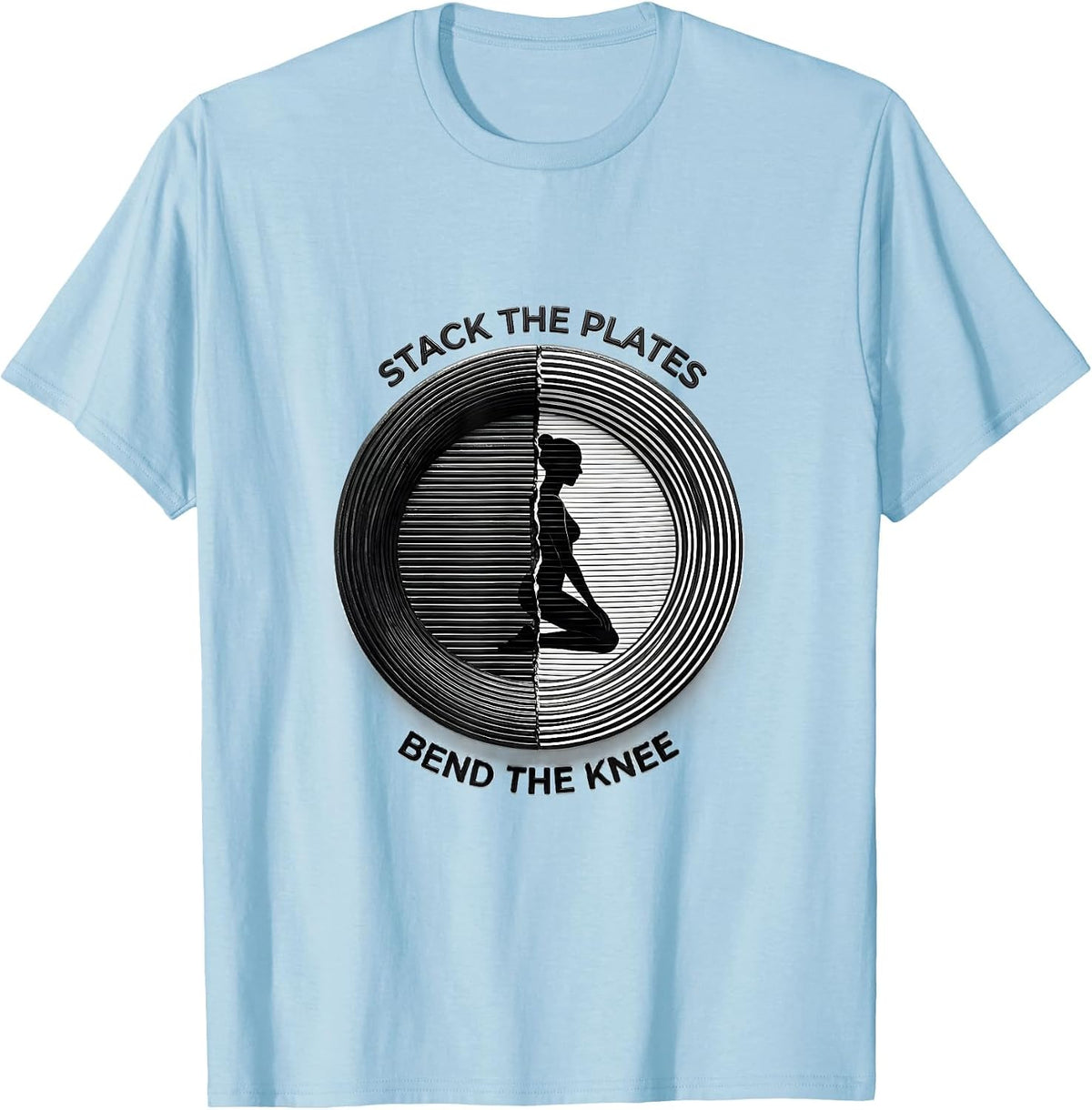 Men's Stack The Plates Bend The Knee Funny Christian Gym T-Shirt - Baby Blue