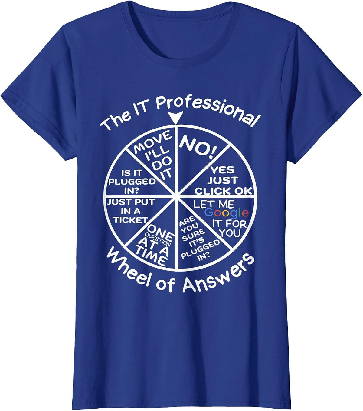 IT Professional Wheel of Answers Technical Supporter Coder T-Shirt - Royal Blue