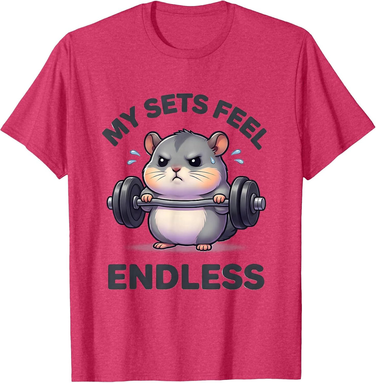 Men's My Sets Feel Endless Cute Kawaii Funny Gym Animal Workout T-Shirt - Red Heather