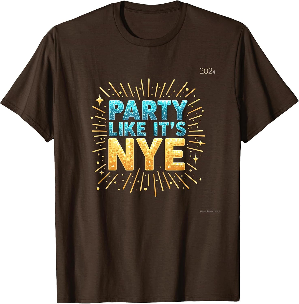 Party Like It's NYE Celebration Design T-Shirt - Brown