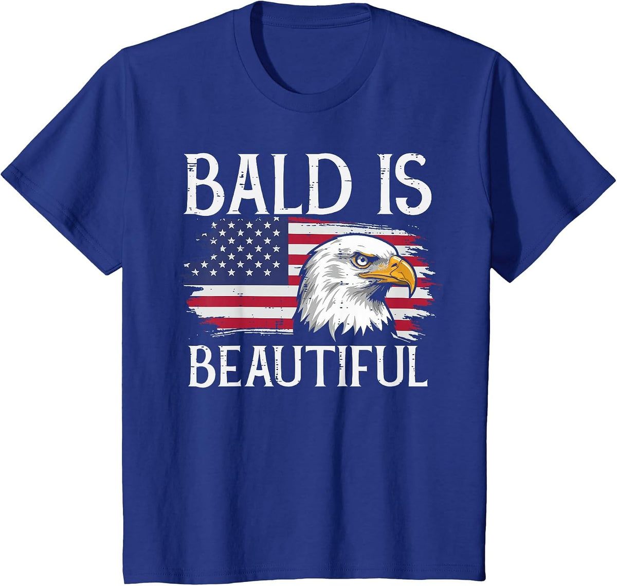 4th of July Eagle US Flag Bald Beautiful Men Women Kids T-Shirt - Royal Blue