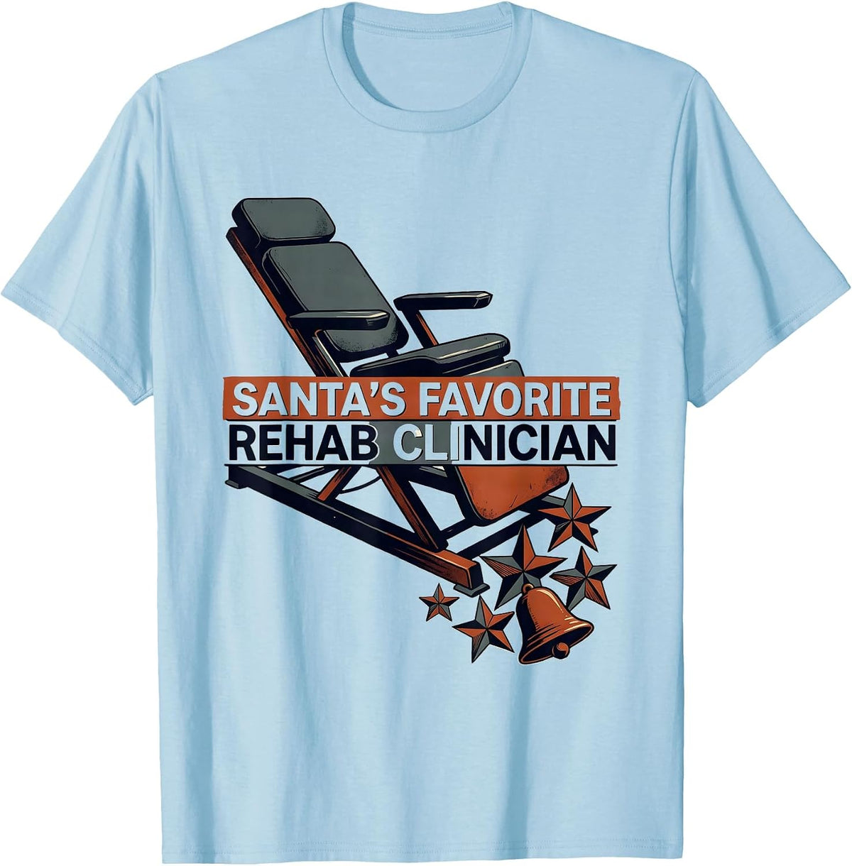 Men's Santa's Favorite Rehab Clinician Midcentury Modern Physical T-Shirt - Baby Blue