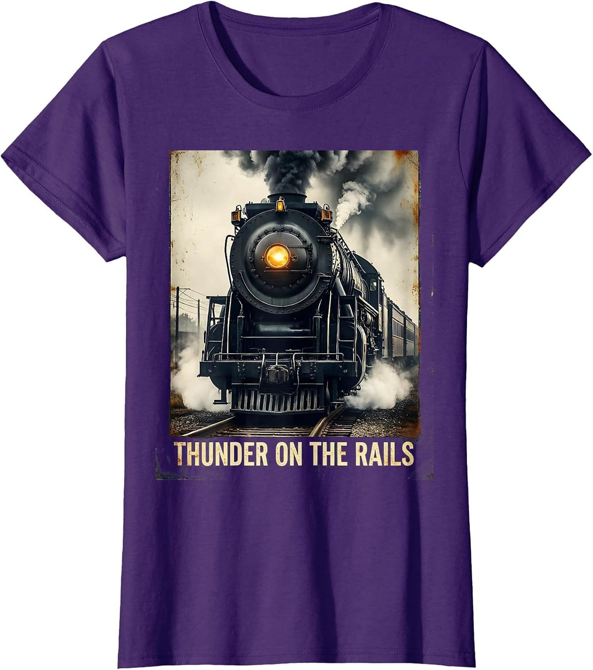 Women's Thunder On The Rails Vintage Big Boy 4014 Steam Locomotive T-Shirt - Purple
