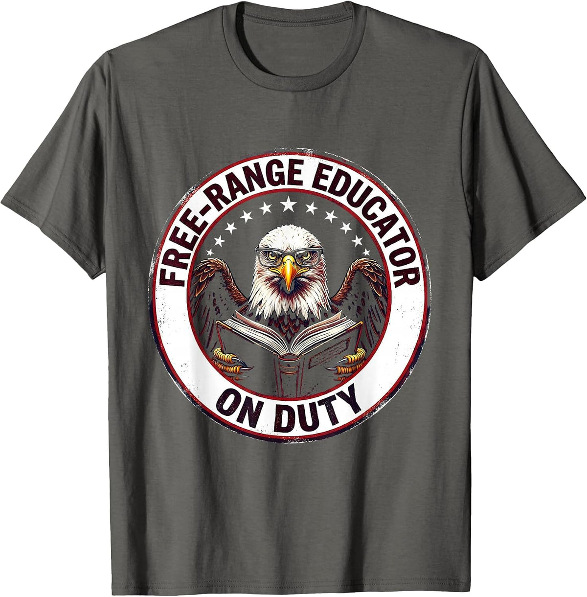 Free-Range Educator On Duty Substitute Teacher T-Shirt - Asphalt Grey