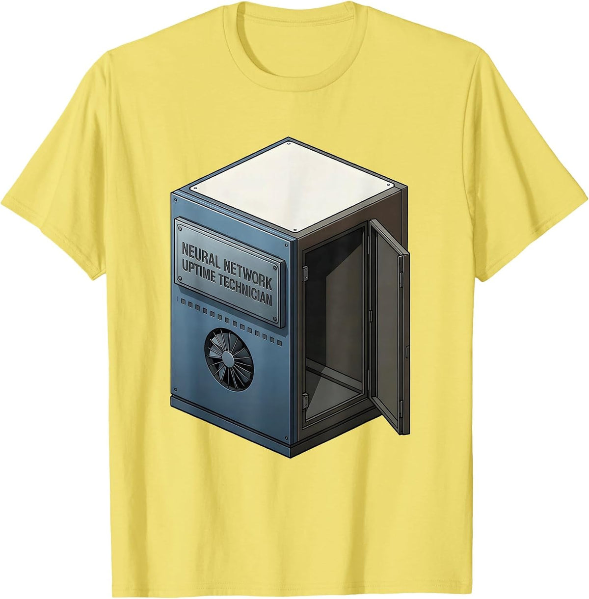 Men's Neural Network Uptime Technician Funny AI Engineer Tech T-Shirt - Lemon Yellow