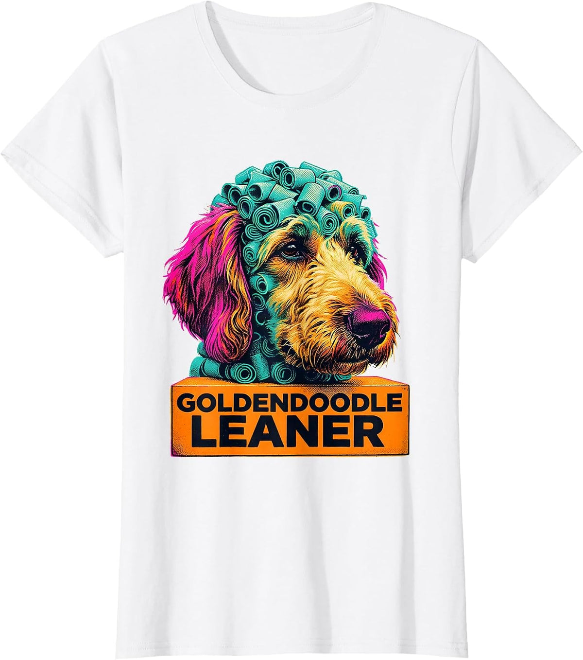 Women's Goldendoodle Leaner Funny Doodle Dog Mom Retro T-Shirt - White