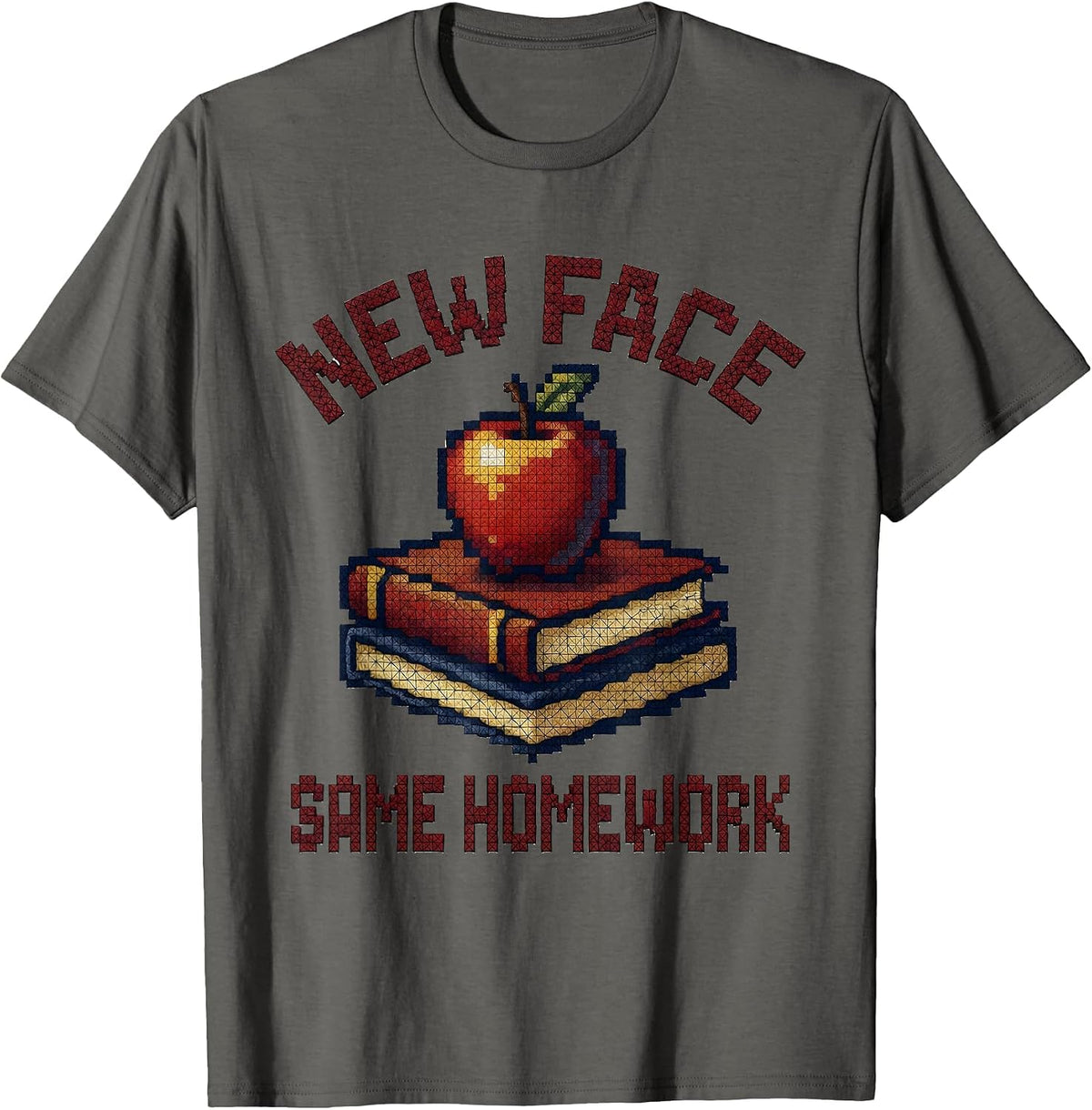 Men's New Face Same Homework Substitute Teacher Design T-Shirt - Asphalt Grey