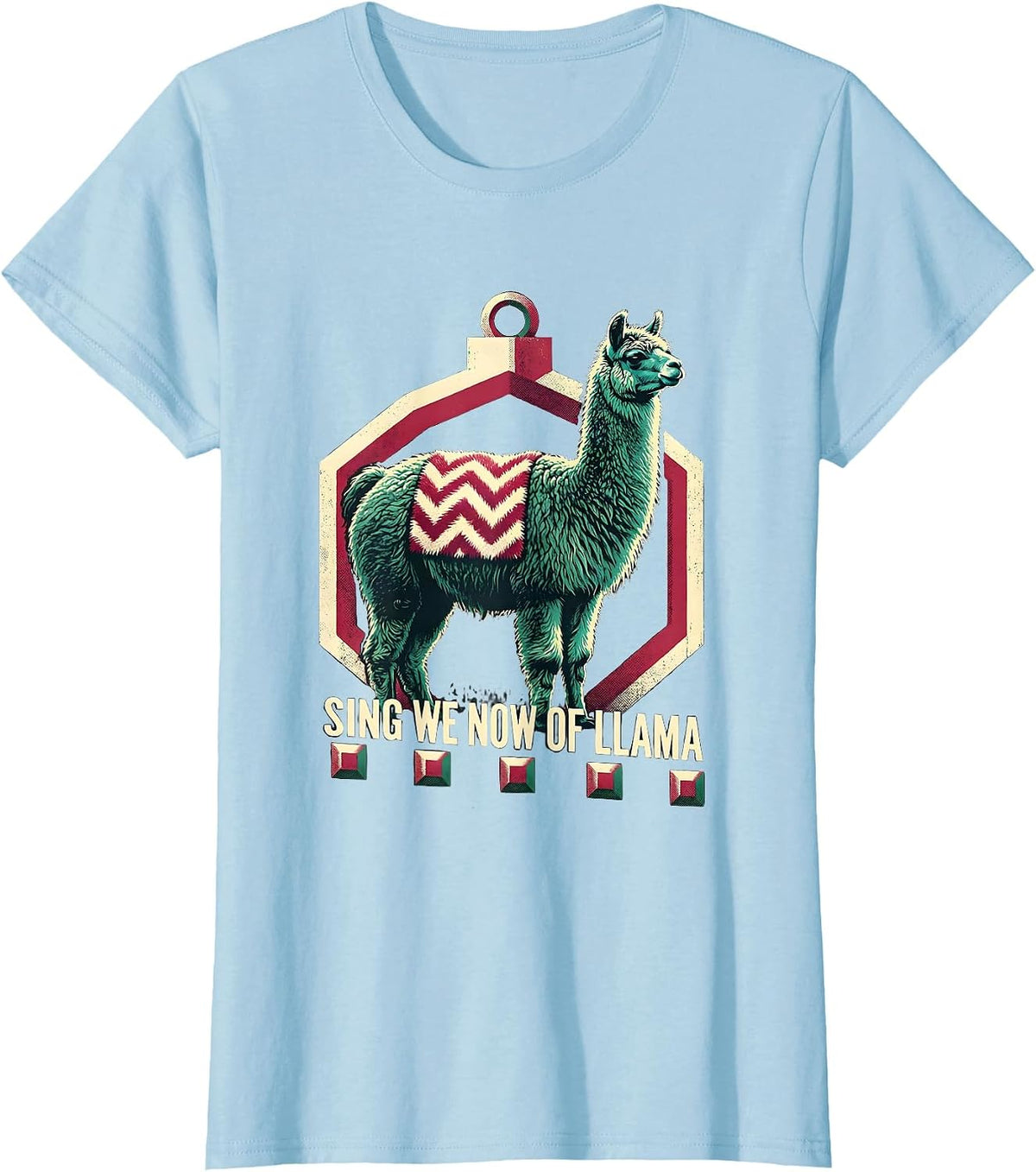 Sing We Now of Llama Funny Christmas Llama Lover Gift T-Shirt - Baby Blue