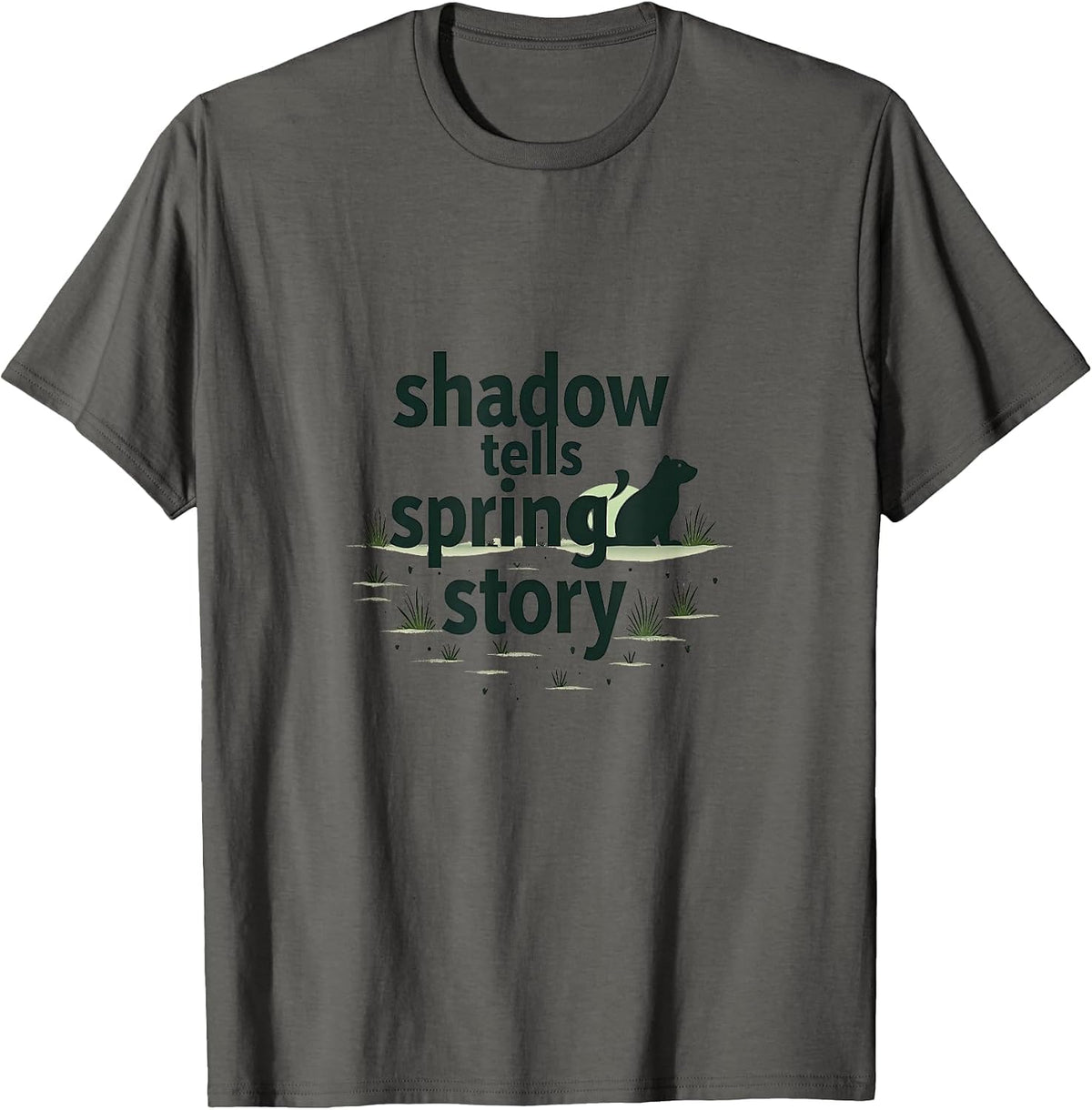 Shadow Tells Spring's Story Groundhog Day Design T-Shirt - Asphalt Grey