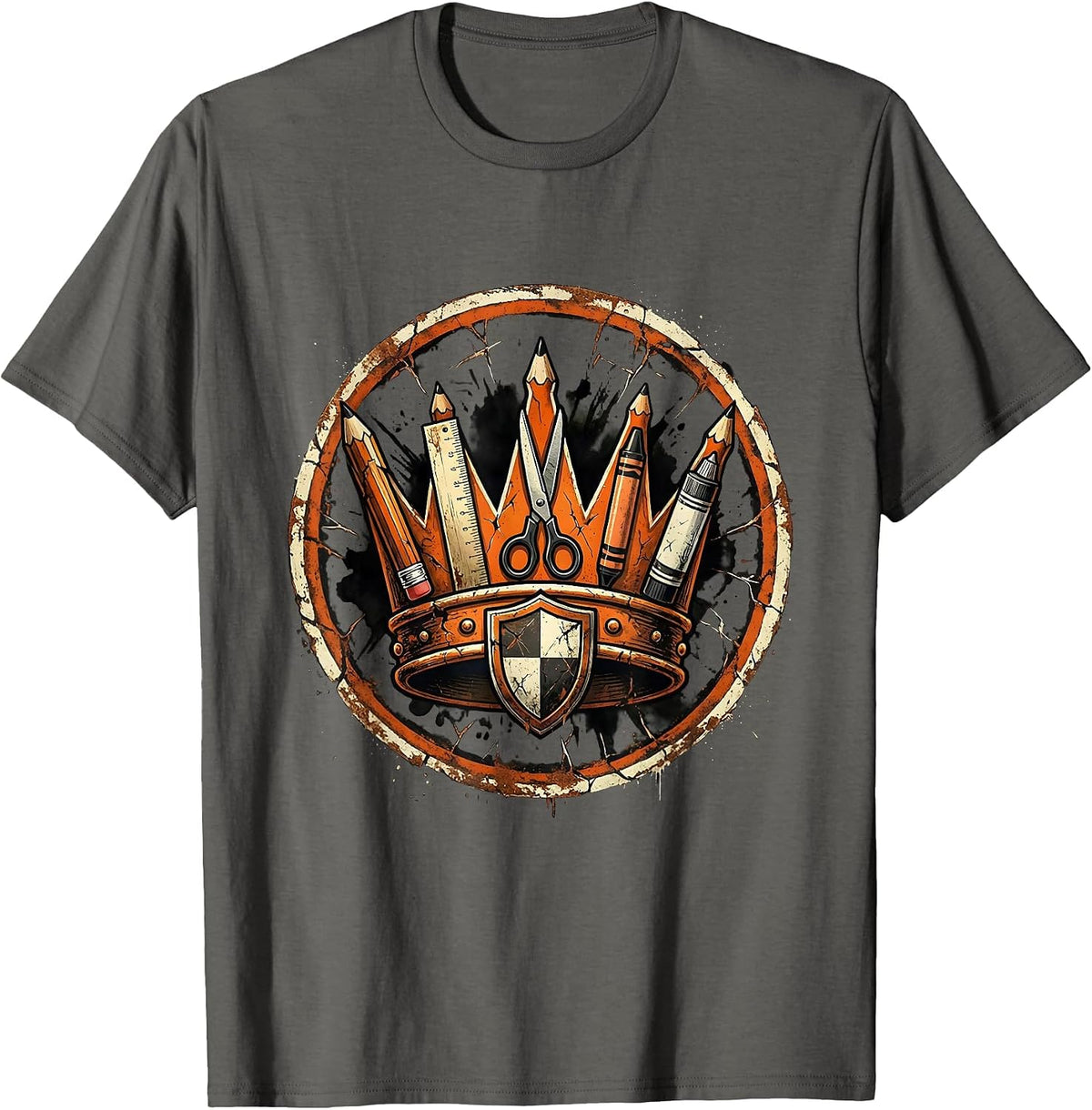 Paraprofessional Crown School Supply Icons Gift T-Shirt - Asphalt Grey