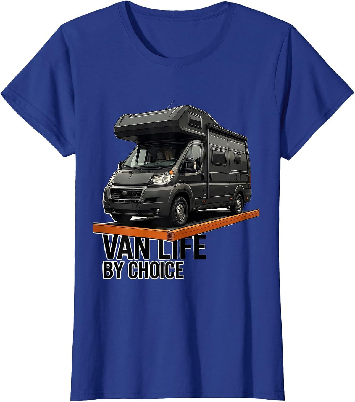 Women's Van Life By Choice Brutalist Retro Van Dweller Nomad Pride T-Shirt - Royal Blue