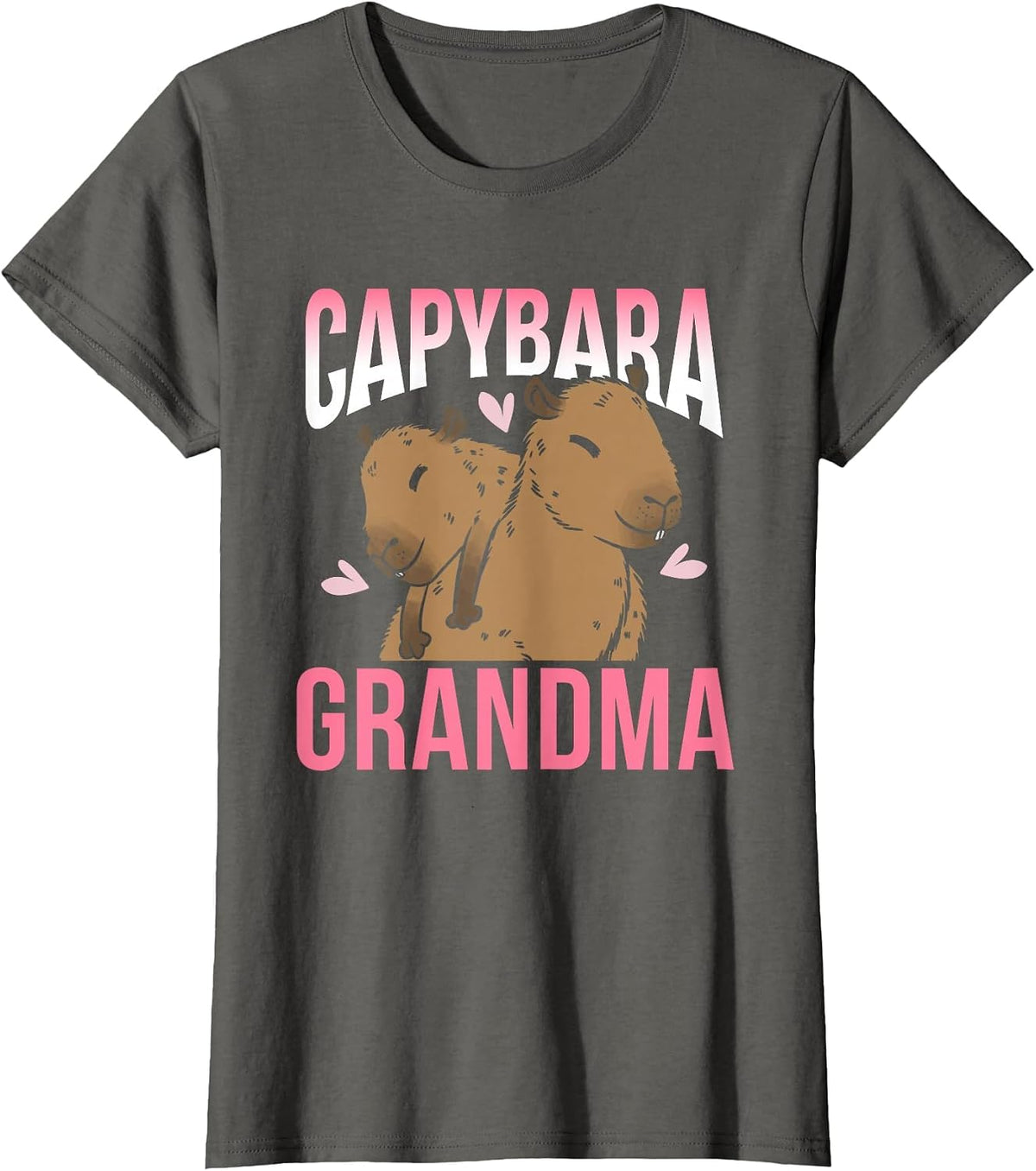 Capybara Grandma Animal Rodent Capybaras Lover Grandmother T-Shirt - Asphalt Grey