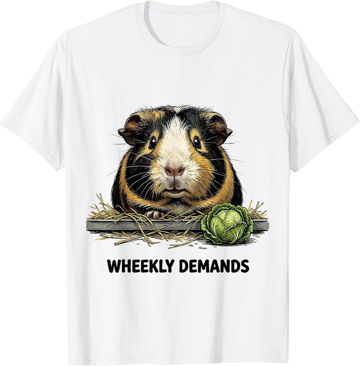 Men's Wheekly Demands Funny Guinea Pig Pet Lover Gift T-Shirt - White
