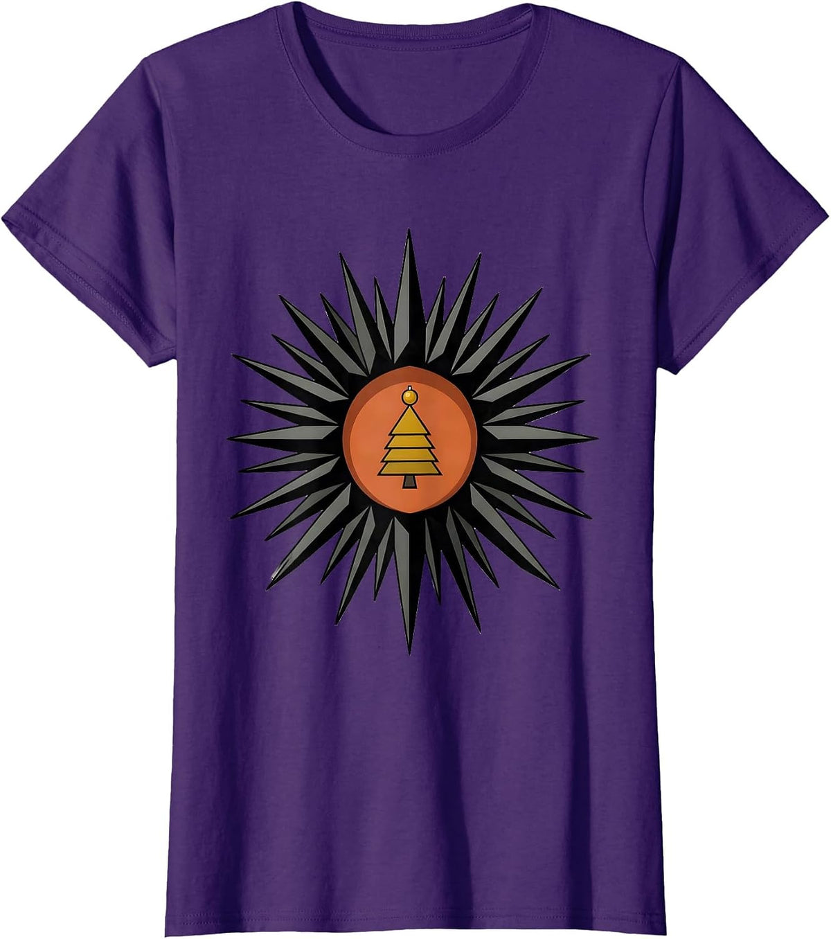 Women's Starburst Hedgehog Warm Nest Cute Christmas Animal Lover T-Shirt - Purple