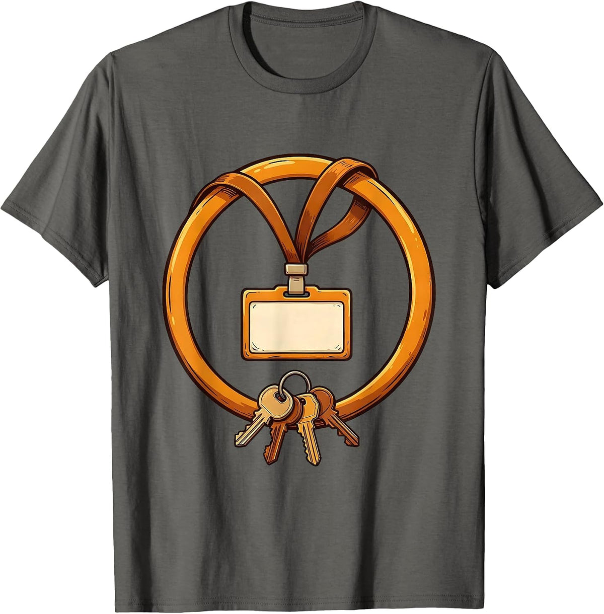Men's Paraprofessional Lanyard Keys and Name Badge Graphic T-Shirt - Asphalt Grey