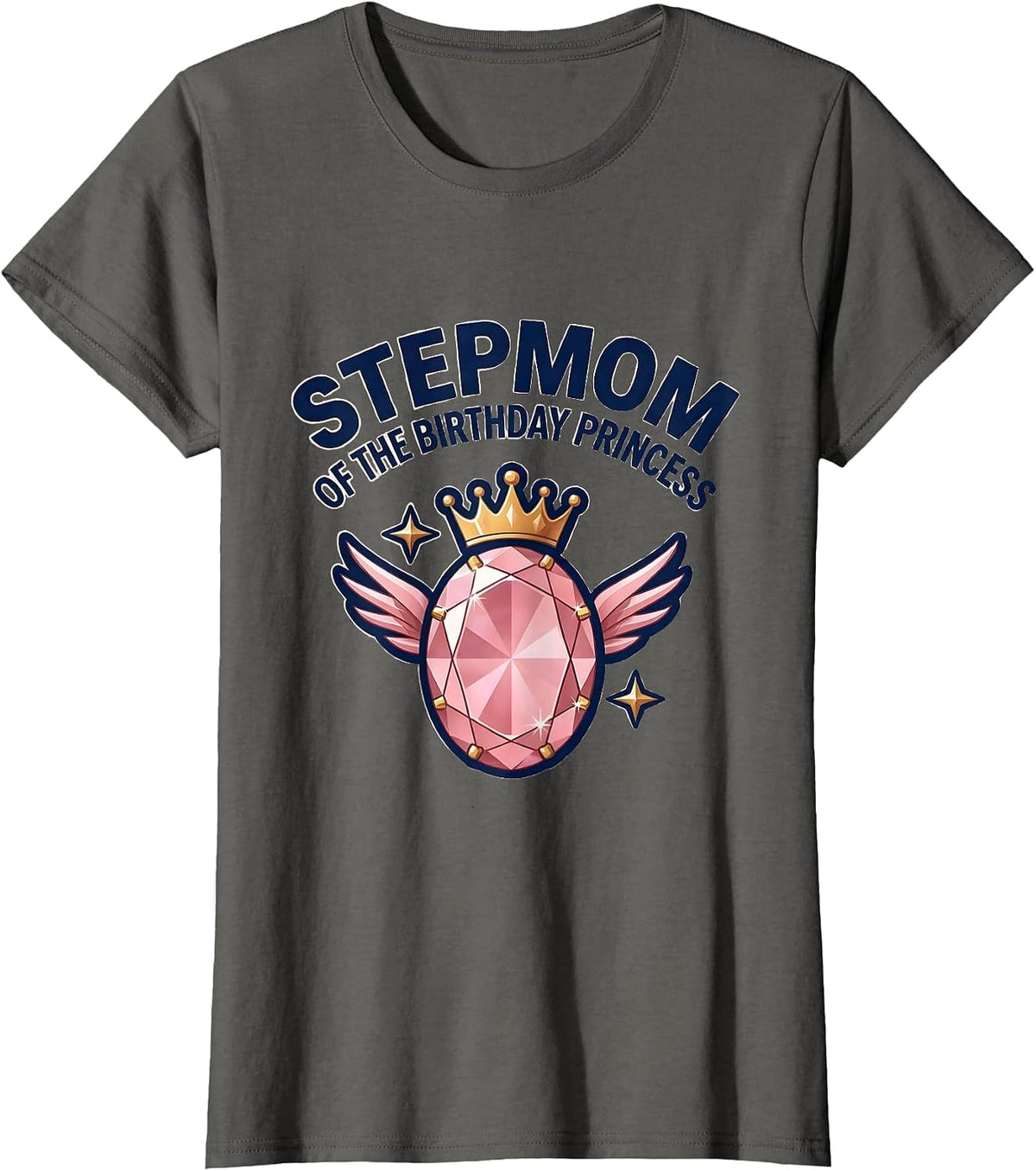 Women's Stepmom Of The Birthday Princess Magical Girl Emblem Family T-Shirt - Asphalt Grey