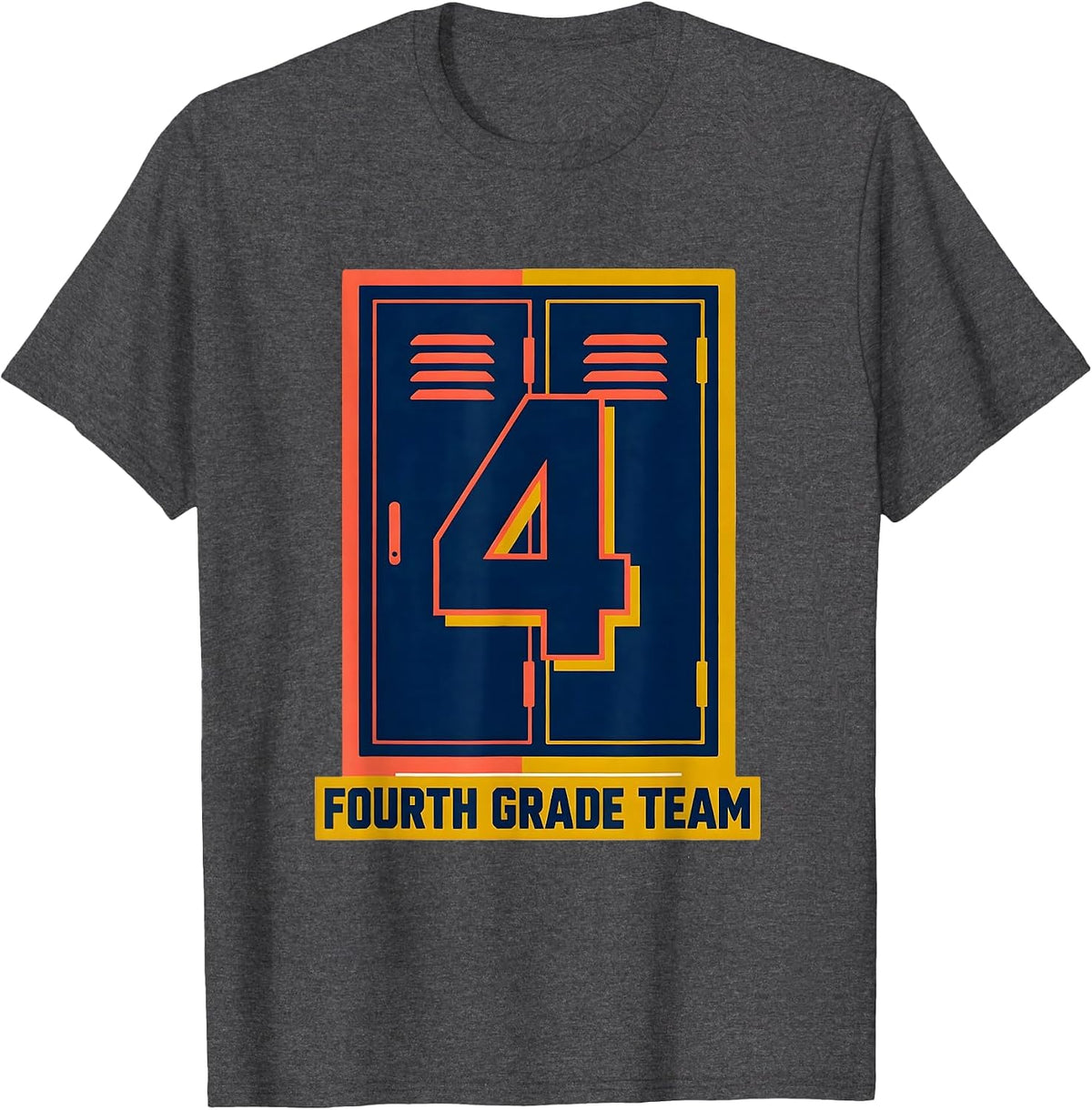 Men's Fourth Grade Team Playful Back to School Teacher Typography T-Shirt - Dark Heather Grey