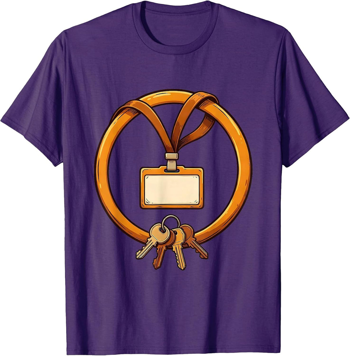 Men's Paraprofessional Lanyard Keys and Name Badge Graphic T-Shirt - Purple