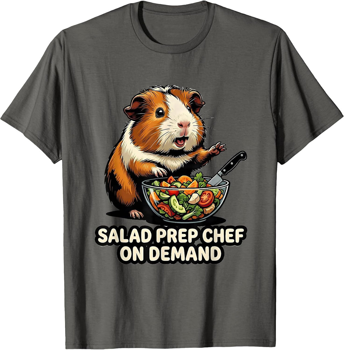 Men's Salad Prep Chef On Demand Funny Guinea Pig Owner Pet Lover T-Shirt - Asphalt Grey