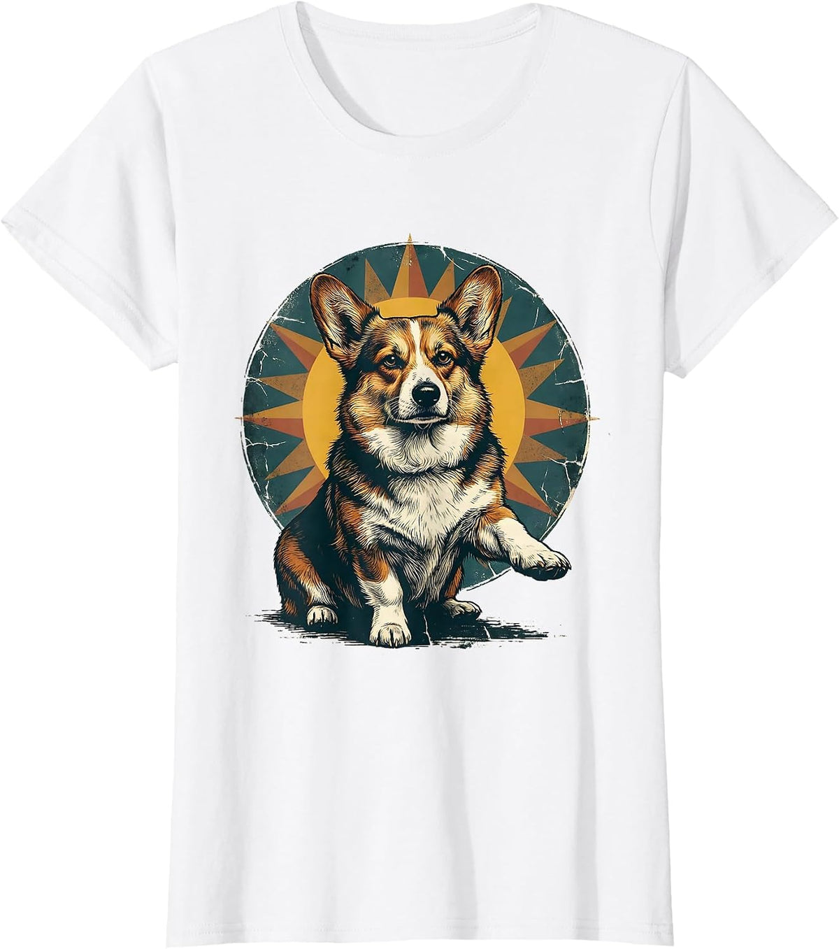 Stern Corgi Distressed Dog Lover Humor T-Shirt - White
