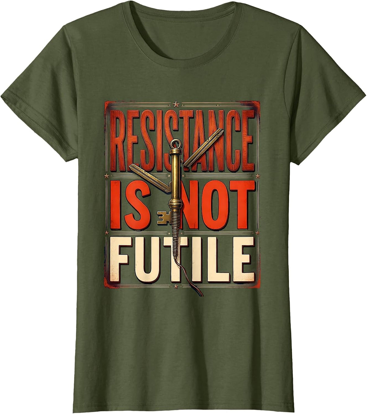 Women's Resistance Is Not Futile Funny Ham Radio Operator Nerdy T-Shirt - Olive Green