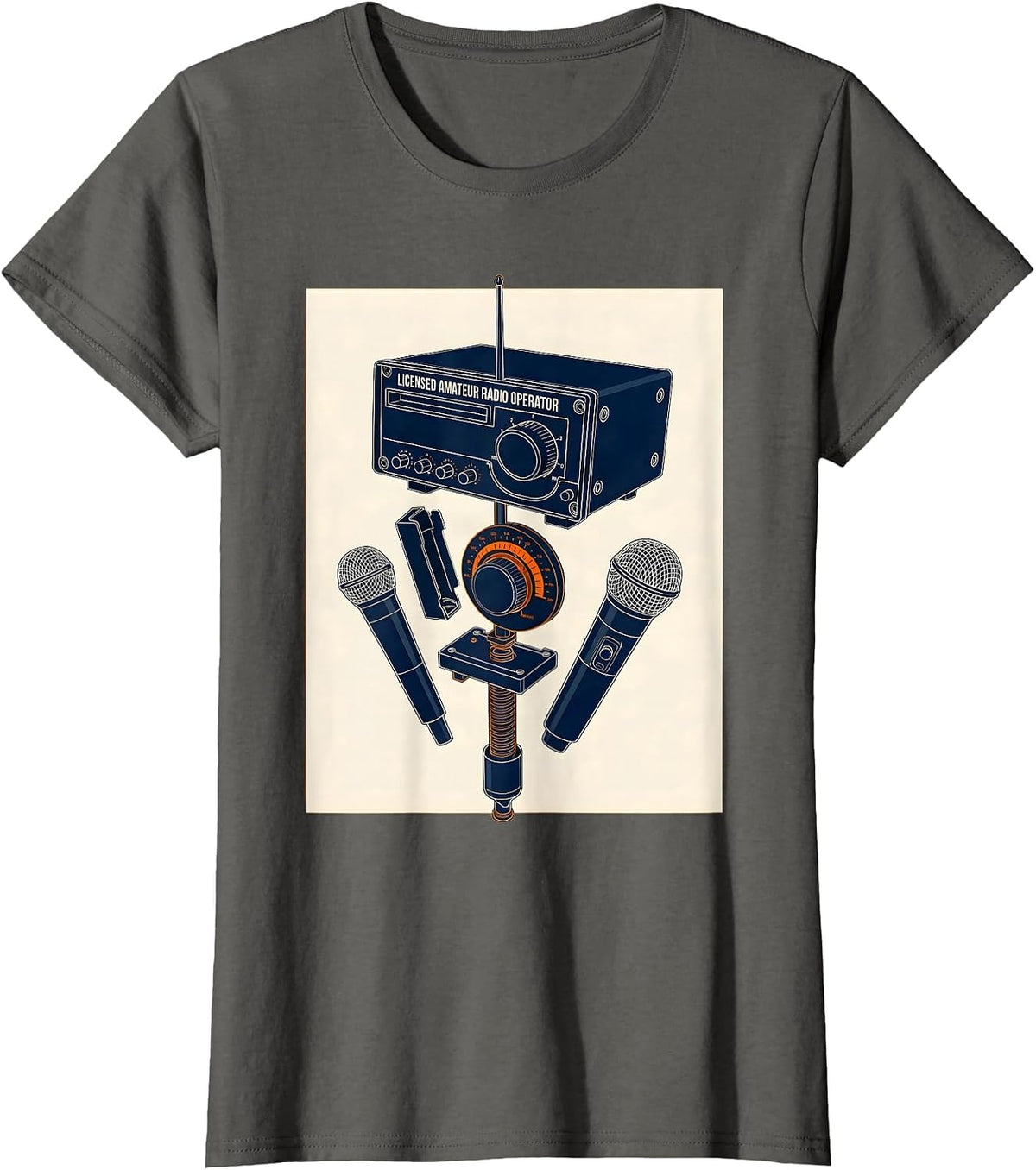 Women's Licensed Amateur Radio Operator Funny Ham Radio Hobbyist T-Shirt - Asphalt Grey