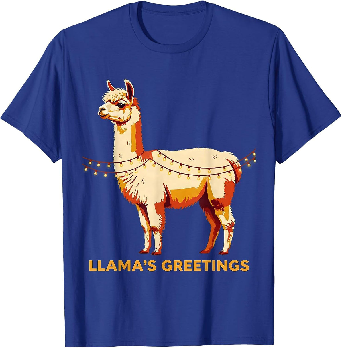 Llama's Greetings Funny Llama Christmas Animal Lover Humor T-Shirt - Royal Blue
