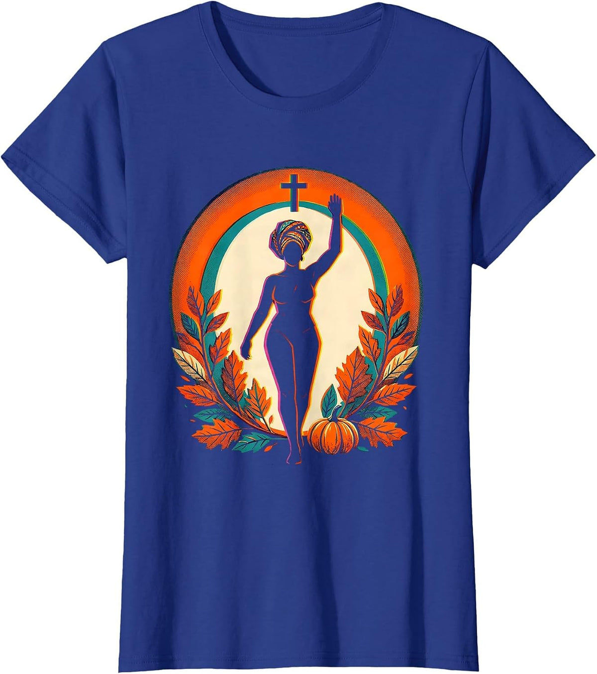 Women's Confident Black Woman Risograph Birthday Month Pride T-Shirt - Royal Blue