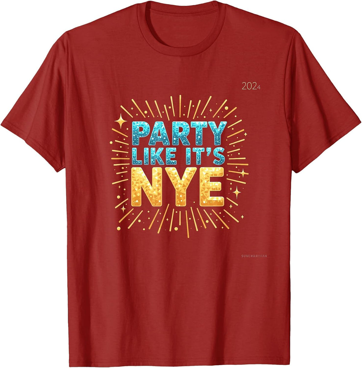 Party Like It's NYE Celebration Design T-Shirt - Cranberry Red