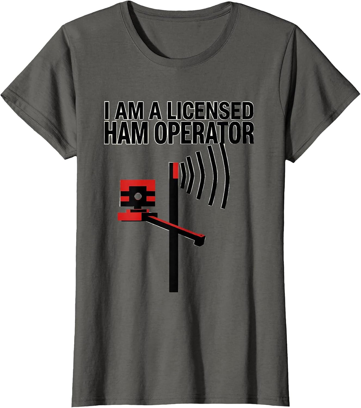 Women's I Am A Licensed Ham Operator Bauhaus Modernist Ham Radio T-Shirt - Asphalt Grey