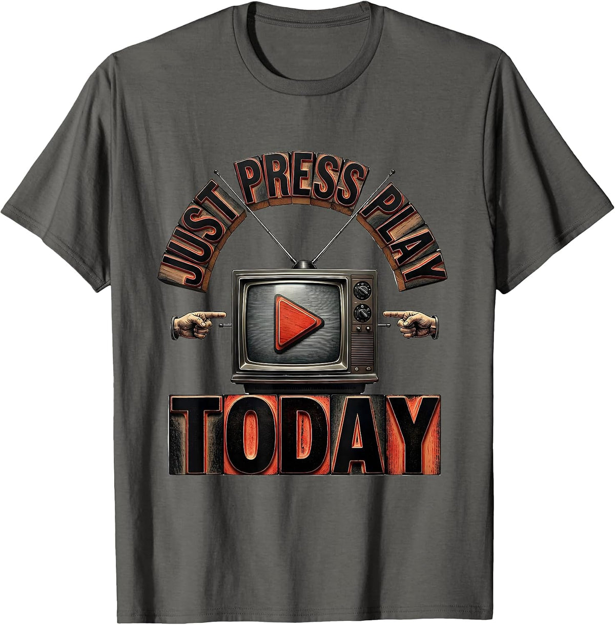 Just Press Play Substitute Teacher Design T-Shirt - Asphalt Grey