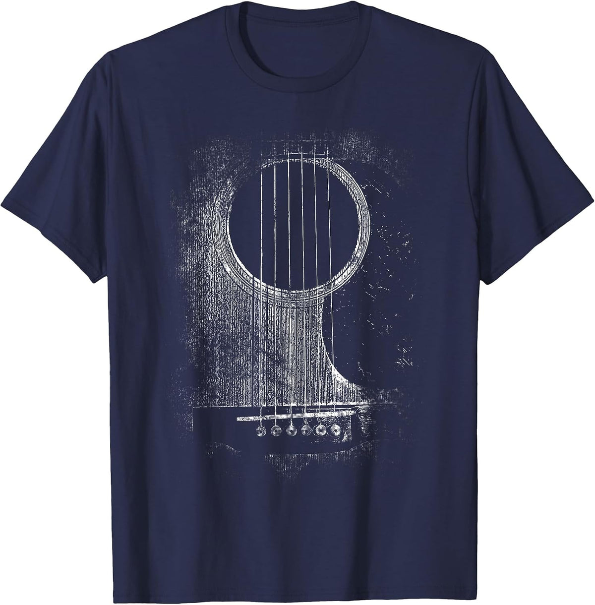 Acoustic Guitar Player Six String Classic Rock & Roll T-Shirt - Navy Blue