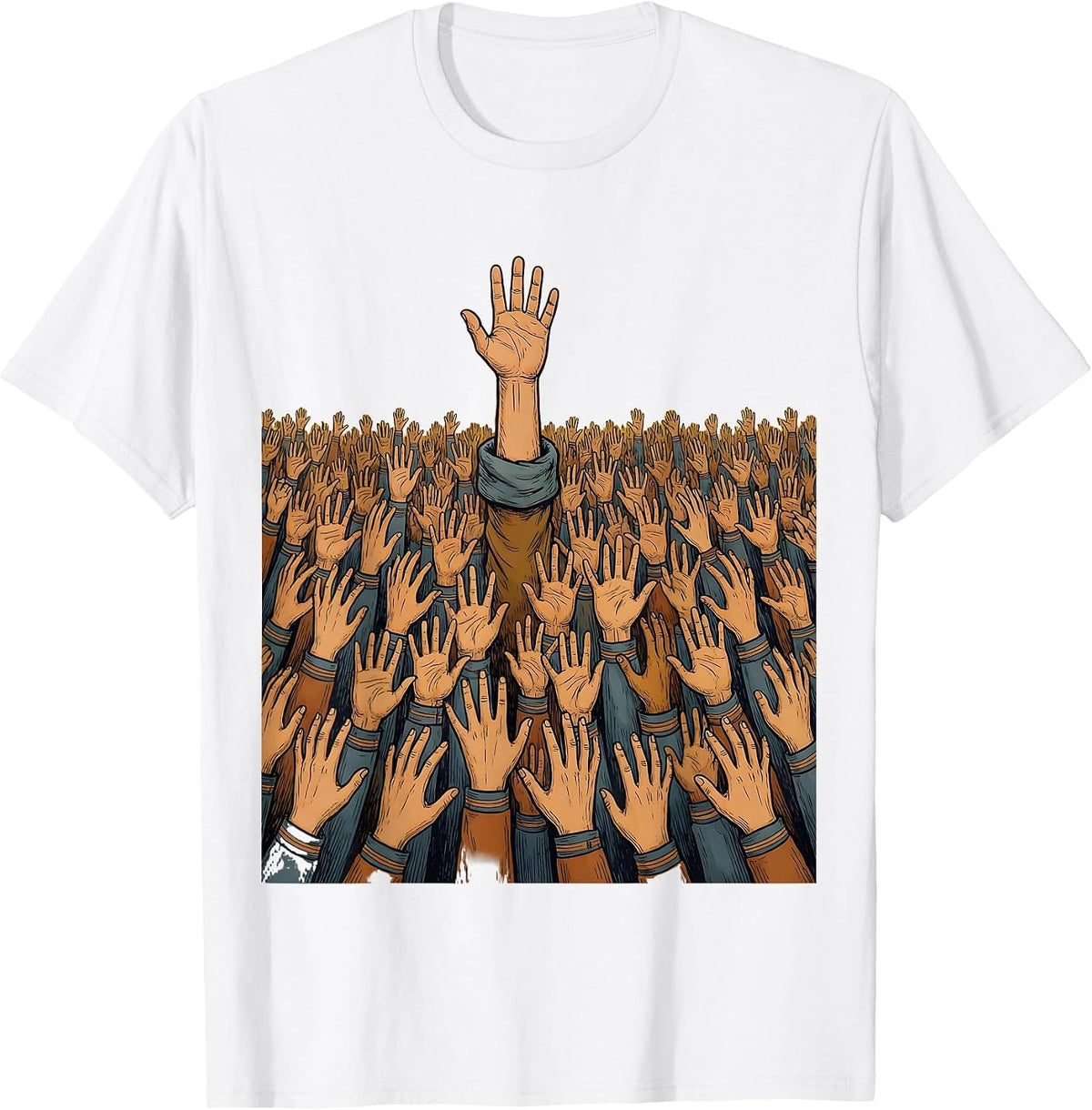 Men's Substitute Teacher Raised Hands Classroom Graphic T-Shirt - White