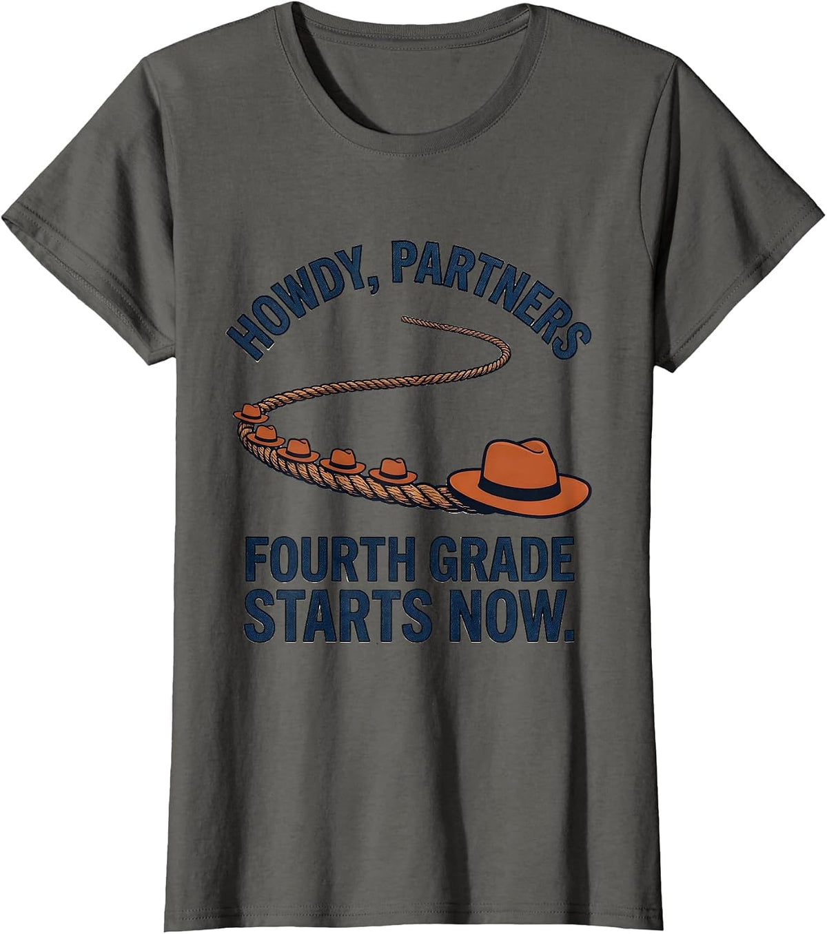 Women's Howdy Partners Fourth Grade Starts Now Teacher T-Shirt - Asphalt Grey
