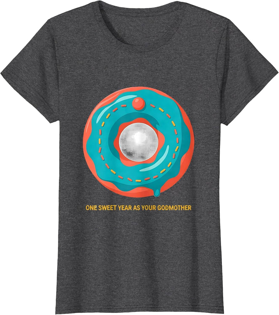 Women's One Sweet Year As Your Godmother Cute Godparent Matching T-Shirt - Dark Heather Grey